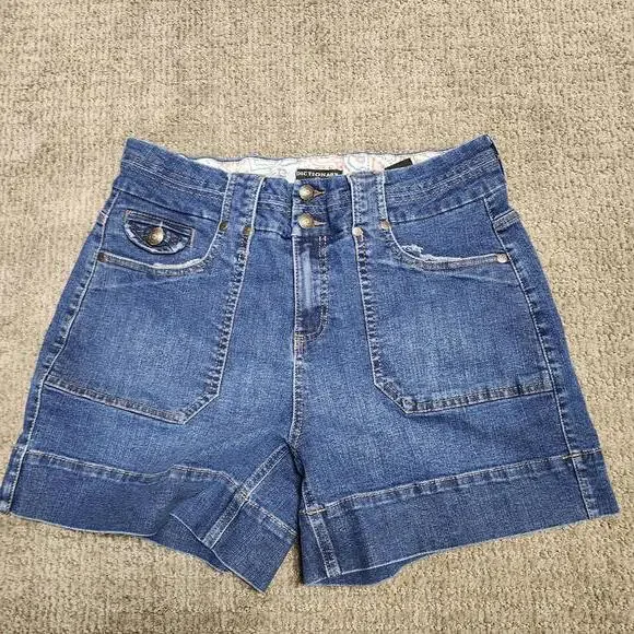 Dictionary Shorts Blue Denim Pockets Women’s Size 10 - Picture 7 of 8